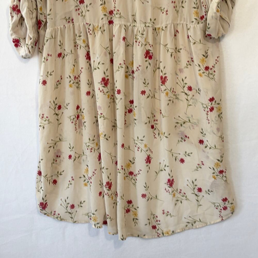 Torrid Lexie Babydoll Hi-Low Tunic Top Womens 3X Cream Semi-Sheer Chiffon Floral - Picture 6 of 11